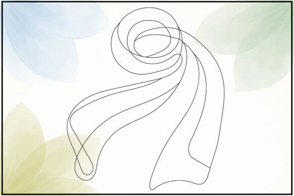 Abstract Flowing Scarf Line Art