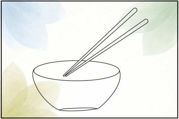 Asian Chopsticks One Line Art