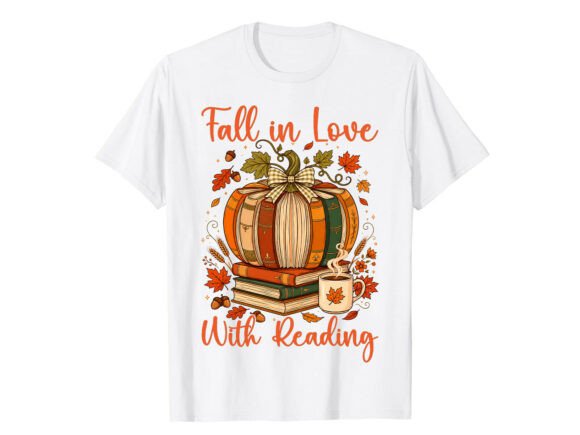 Book Lover Pumpkin Fall T-Shirt