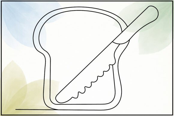 Bread and Knife Line Art