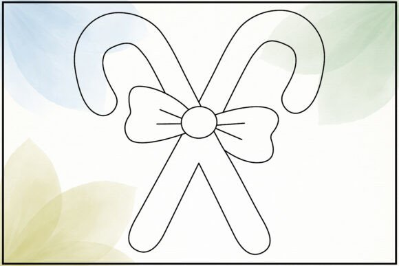 Candy Cane Bow Line Art Review