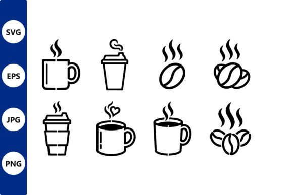 Coffee Cup Line Art Icons Set