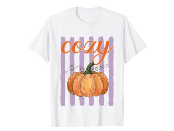 Cozy Pumpkin Stripes Fall T-Shirt