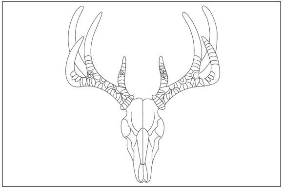 Deer Skull Mandala Antlers Line Art