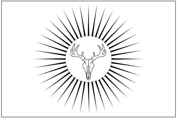 Deer Skull Sunburst Line Art Review