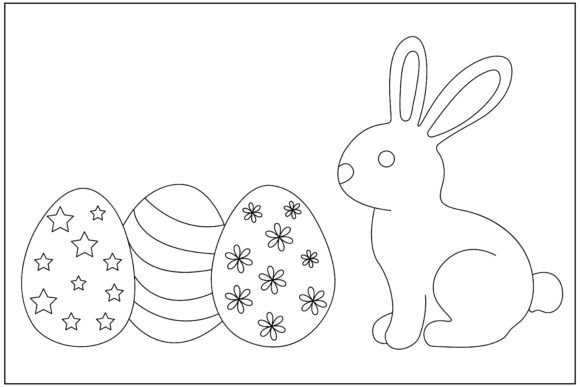 Easter Eggs Bunny Line Art