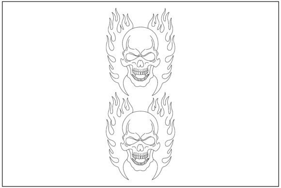 Flaming Skull Head Line Art Review