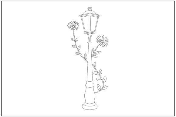 Garden Street Lamp Line Art