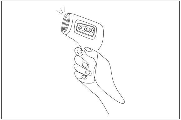 Infrared Thermometer Hand Line Art