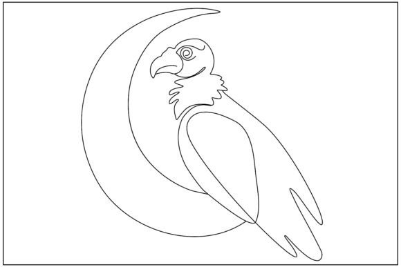 King Vulture Crescent Moon Line Art