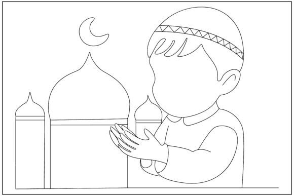 Muslim Child Dua Line Art