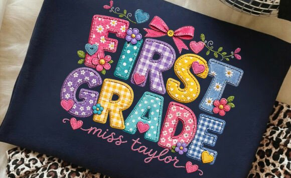 Patchwork First Grate Bow T-shirt PNG