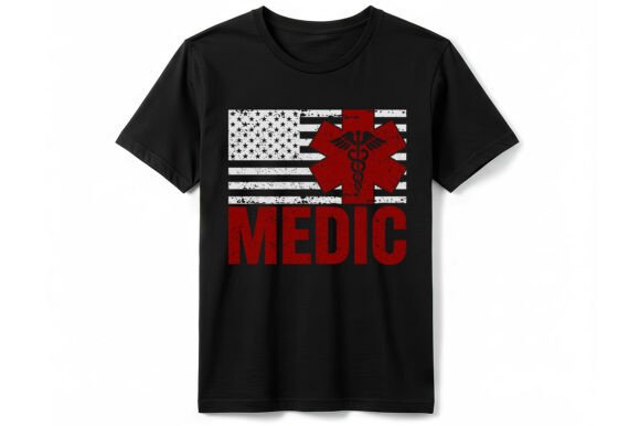Patriotic US Flag EMS Medic T-Shirt