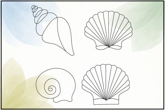 Sea Shell Set Line Drawing