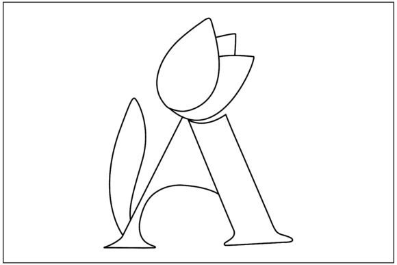 Tulip Letter a Line Art Review
