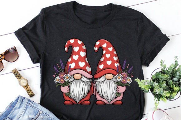 Valentine Gnome with Flowers Clipart Png
