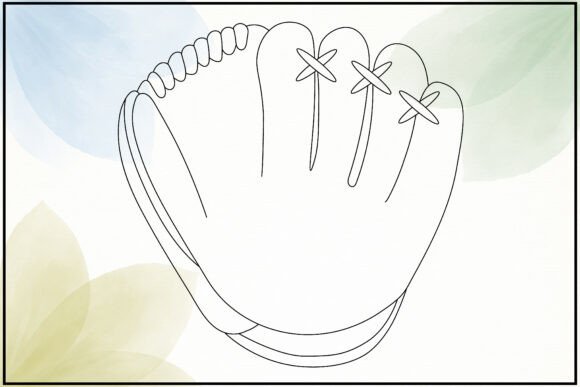 Vintage Baseball Mitt Line Art