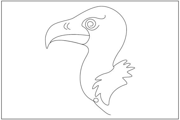 Vulture Head Profile Line Art