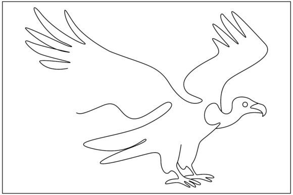 Vulture Landing Line Art