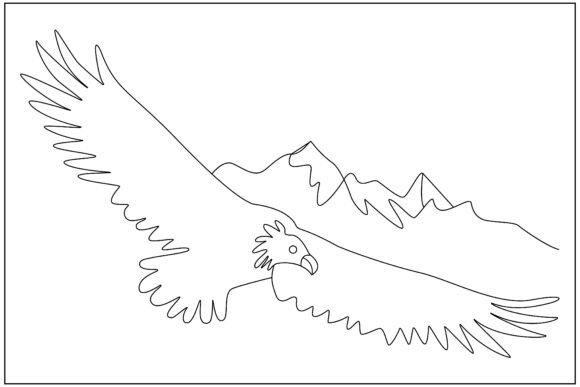 Vulture Mountain Landscape Line Art